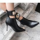 Pointy Toe Cut-out High-heel Short Boots