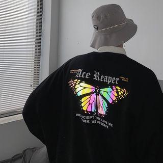 Reflective Butterfly Print Sweatshirt