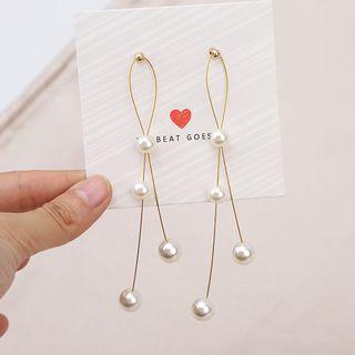 Faux Pearl Fringed Earring 1 Pair - Ac2445 - Gold - One Size