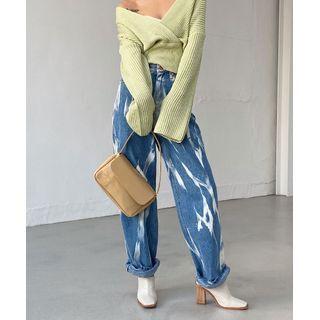 Tie-wash Wide Jeans