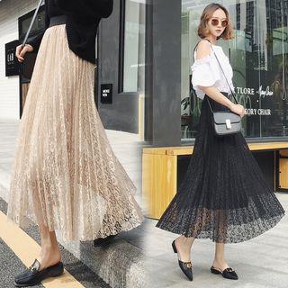 Lace Midi Pleated Skirt