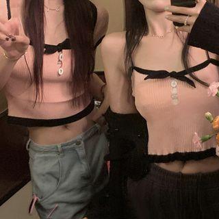Cap-sleeve Crop Top / Bow Camisole Top