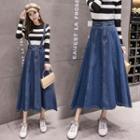 Denim Midi A-line Jumper Skirt