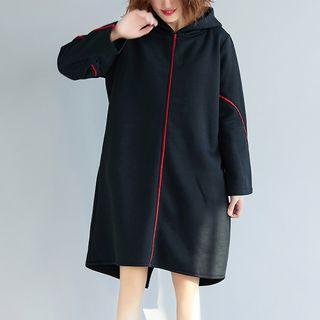 Contrast Trim Long-sleeve Sweatshirt Dress