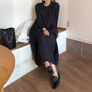 Paterpan-collared Polka-dot Dress