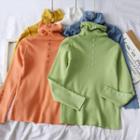 High-neck Buttoned Knit Top