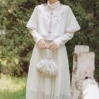 Mock-neck Midi A-line Dress / Short-sleeve Crop Top / Set