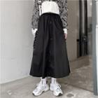 Lace-up Midi A-line Skirt Black - One Size