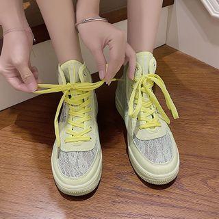 Platform Lace Panel High Top Sneakers