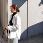 Plain Brushed-fleece Shirt White - One Size