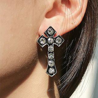 Cross Rhinestone Alloy Earring
