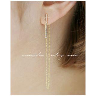 Rhinestone-bar Chain-link Earrings