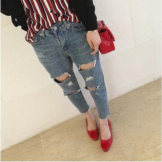 Cropped Ripped Jeans