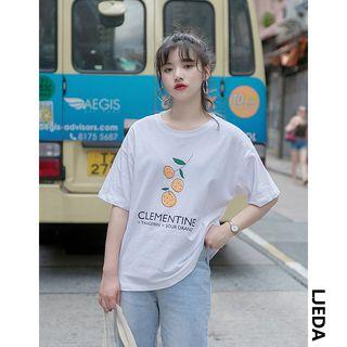 Orange Print Short-sleeve T-shirt White - One Size