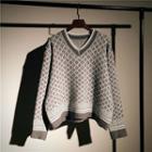 V-neck Argyle Oversize Sweater