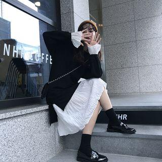 Set: Slipdress + Mock Two-piece Long-sleeve Dress
