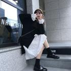 Set: Slipdress + Mock Two-piece Long-sleeve Dress