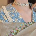 Flower Choker 0455a - Blue & Pink - One Size