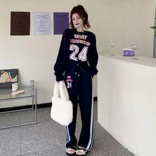 Numbering Sweatshirt / Wide Leg Pants