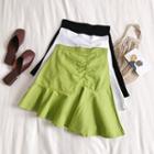 Asymmetric Crinkled A-line Mini Skirt
