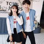 Contrast-color Zip Couple Matching Jacket