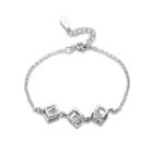 925 Sterling Silve Simple Elegant Fashion Geometric Cubic Bracelet With Cubic Zircon Silver - One Size