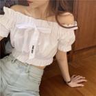 Bow-detail Ruffled Cropped Blouse