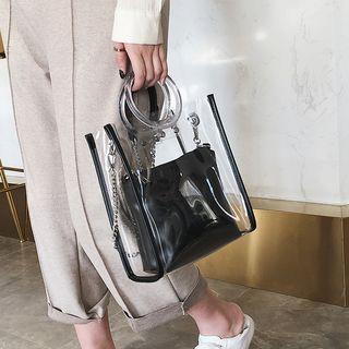 Set: Circle Handle Clear Tote Bag + Pouch