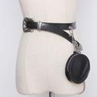 Chained Metal Accent Belt Detachable Pouch & Chain - Black - One Size