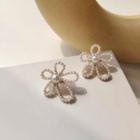 Flower Faux Pearl Alloy Earring 1 Pair - S925 Silver Needle - Flower Earrings - Gold - One Size