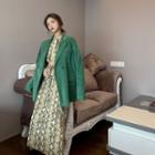Snake Pattern Long-sleeve Loose-fit Dress As Figure - One Size