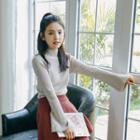 Flare-sleeve Mock-neck Sweater