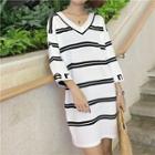 Striped 3/4 Sleeve Knit Dress