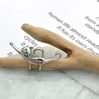 Rhinestone Cat Ear Cuff Silver - One Size