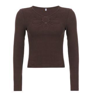 Long-sleeve O-ring Cutout Fitted Top