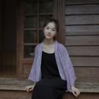 Floral Bell-sleeve Cardigan Purple - One Size