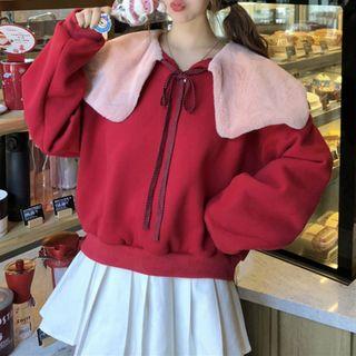 Sailor Collar Pullover Red - One Size