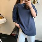 Floral Print Long-sleeve Top / Elbow-sleeve T-shirt