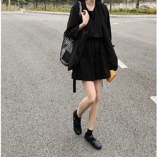 Plain Blazer / Wide Leg Shorts/ Camisole Top