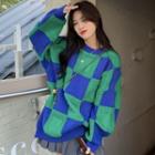 Check Sweater Plaid - Blue & Green - One Size