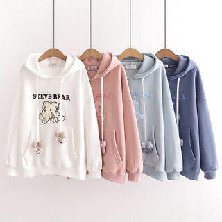 Cartoon Bear Embroidered Hoodie