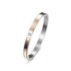 Simple Romantic Rose Gold Geometric 316l Stainless Steel Bangle With Cubic Zirconia For Women Silver - One Size