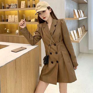 V-neck Long-sleeve Slim-fit Shirtdress