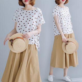 Dotted Short-sleeve T Shirt White - L