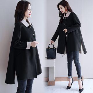 Contrast Trim Cape Coat