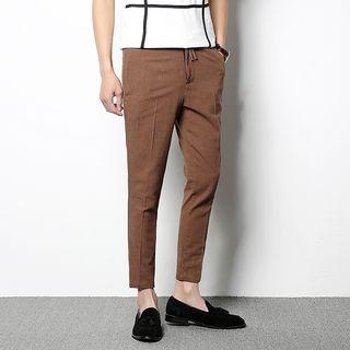 Slim-fit Side-slit Cropped Pants