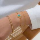 Set Of 3: Turquoise Bead / Alloy Bracelet (various Designs)