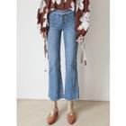 Pocket-detail Fringed Boot-cut Jeans