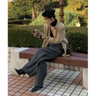 Double-breasted Handmade Jacket Beige - One Size