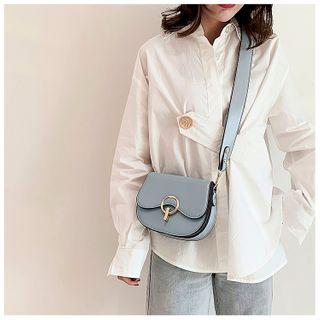 Faux Leather Hoop Saddle Crossbody Bag